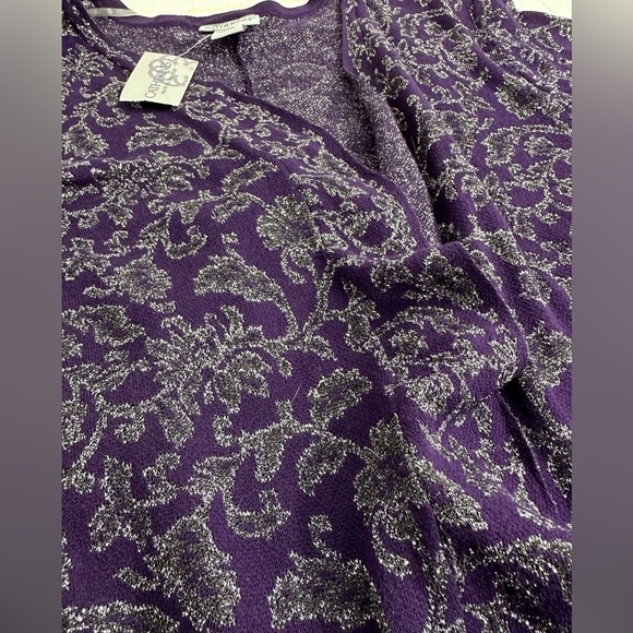 NWT Catherines knit metallic floral ruffle open front cardigan size 2X - Picture 8 of 8